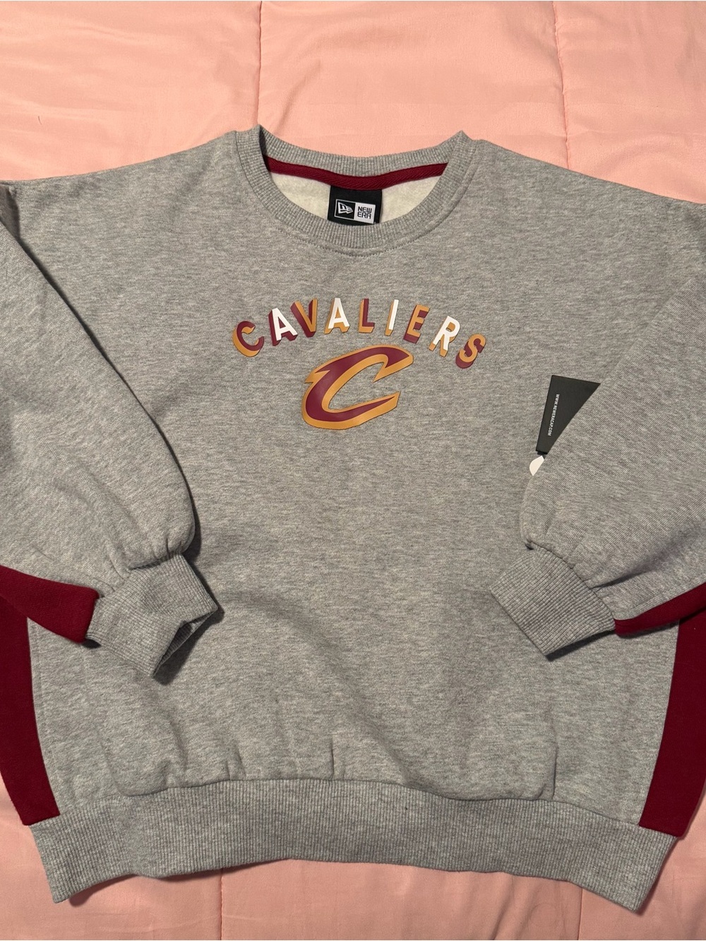 NBA Cleveland Cavaliers Gray Crewneck with Maroon and Gold Logo